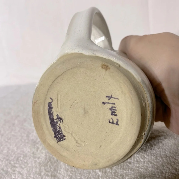 Vintage Ceramic Stoneware Cream Tan Pottery Mug Coffee Cup - Picture 9 of 13